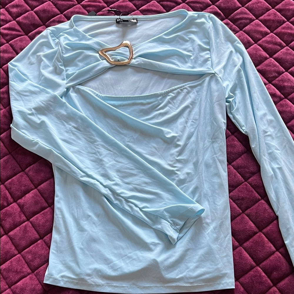 Fashion Nova Light Blue Long Sleeve Women's Top